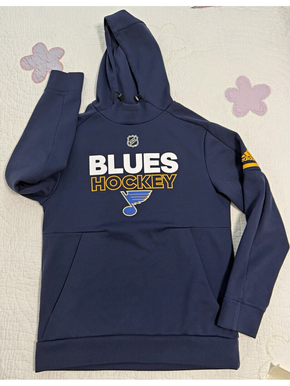 adidas St Louis Blues NHL Hockey Climawarm Fleece Pullover Hoodie Mens S Zipper